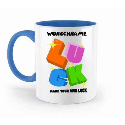 Luck + dein Name • zweifarbige Tasse spülmaschinengeeignet • Exklusivdesign • personalisiert