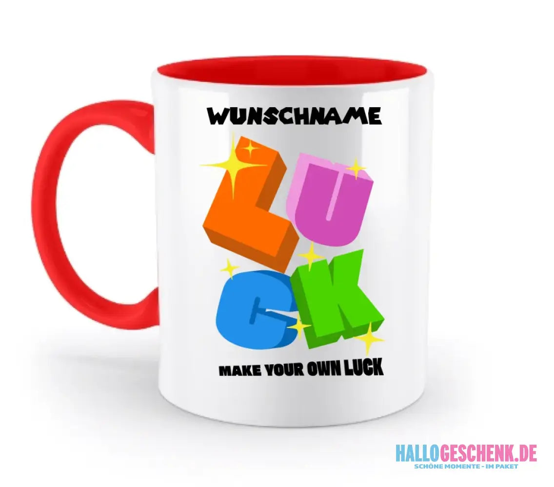 Luck + dein Name • zweifarbige Tasse spülmaschinengeeignet • Exklusivdesign • personalisiert
