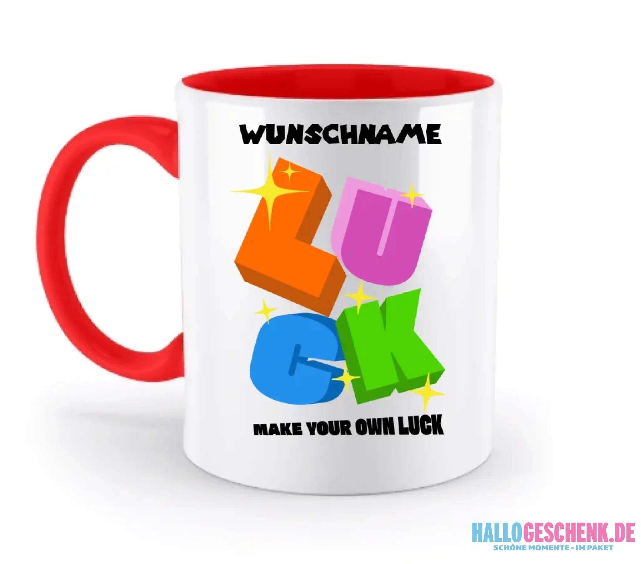 Luck + dein Name • zweifarbige Tasse spülmaschinengeeignet • Exklusivdesign • personalisiert