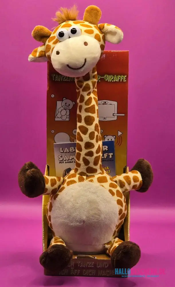 Lustige Laber-Giraffe GERTRUD, die alles nachplappert • tanzender Hals • inkl. Batterien • 9x30 cm • Labertiere