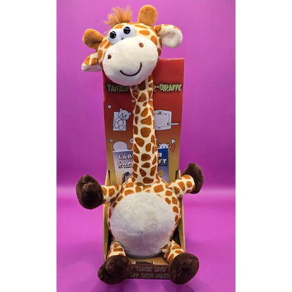 Lustige Laber-Giraffe GERTRUD, die alles nachplappert • tanzender Hals • inkl. Batterien • 9x30 cm • Labertiere