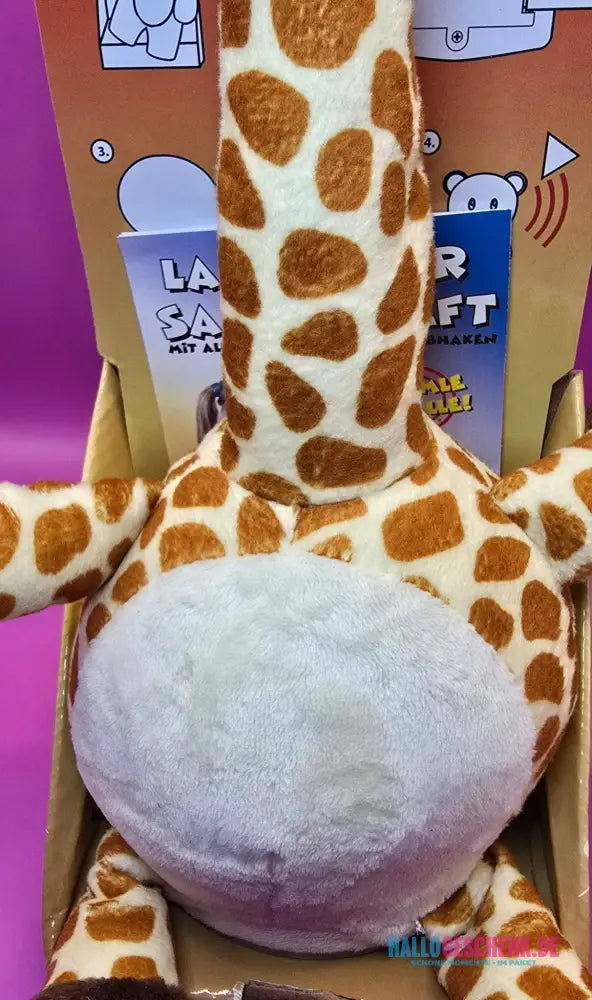 Lustige Laber-Giraffe GERTRUD, die alles nachplappert • tanzender Hals • inkl. Batterien • 9x30 cm • Labertiere