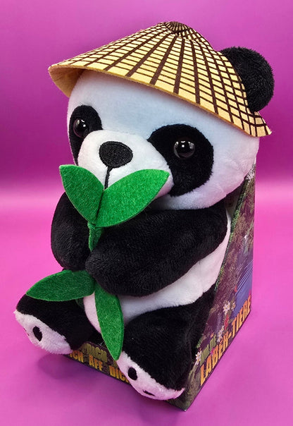 Lustiger Laber - Panda BAO BAO, der alles nachplappert • inkl. Hut und Bambus • 14,5x12x18 cm • Labertiere von HalloGeschenk.de