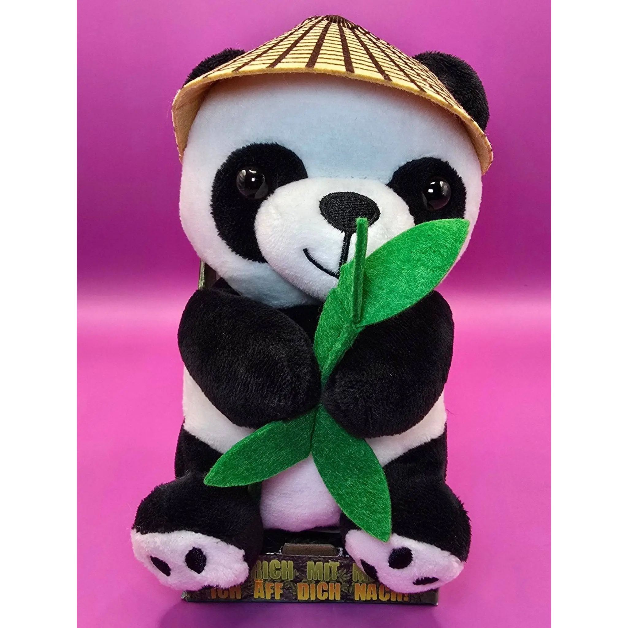 Lustiger Laber-Panda BAO BAO, der alles nachplappert • inkl. Hut und Bambus • 14,5x12x18 cm • Labertiere