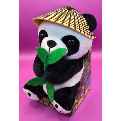 Lustiger Laber-Panda BAO BAO, der alles nachplappert • inkl. Hut und Bambus • 14,5x12x18 cm • Labertiere