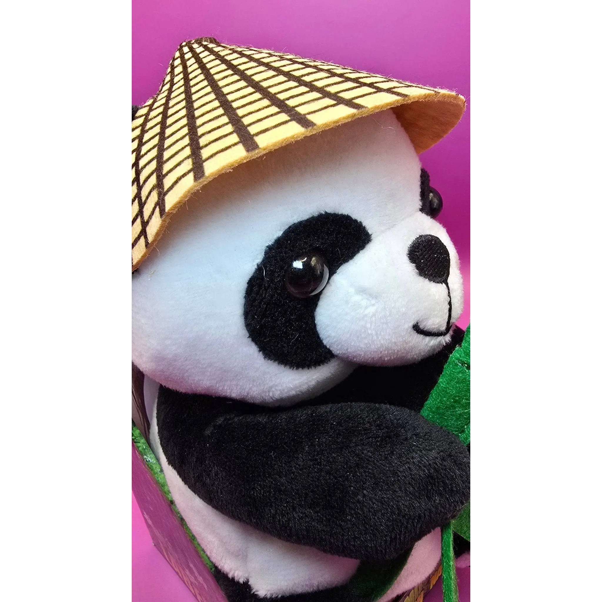 Lustiger Laber-Panda BAO BAO, der alles nachplappert • inkl. Hut und Bambus • 14,5x12x18 cm • Labertiere
