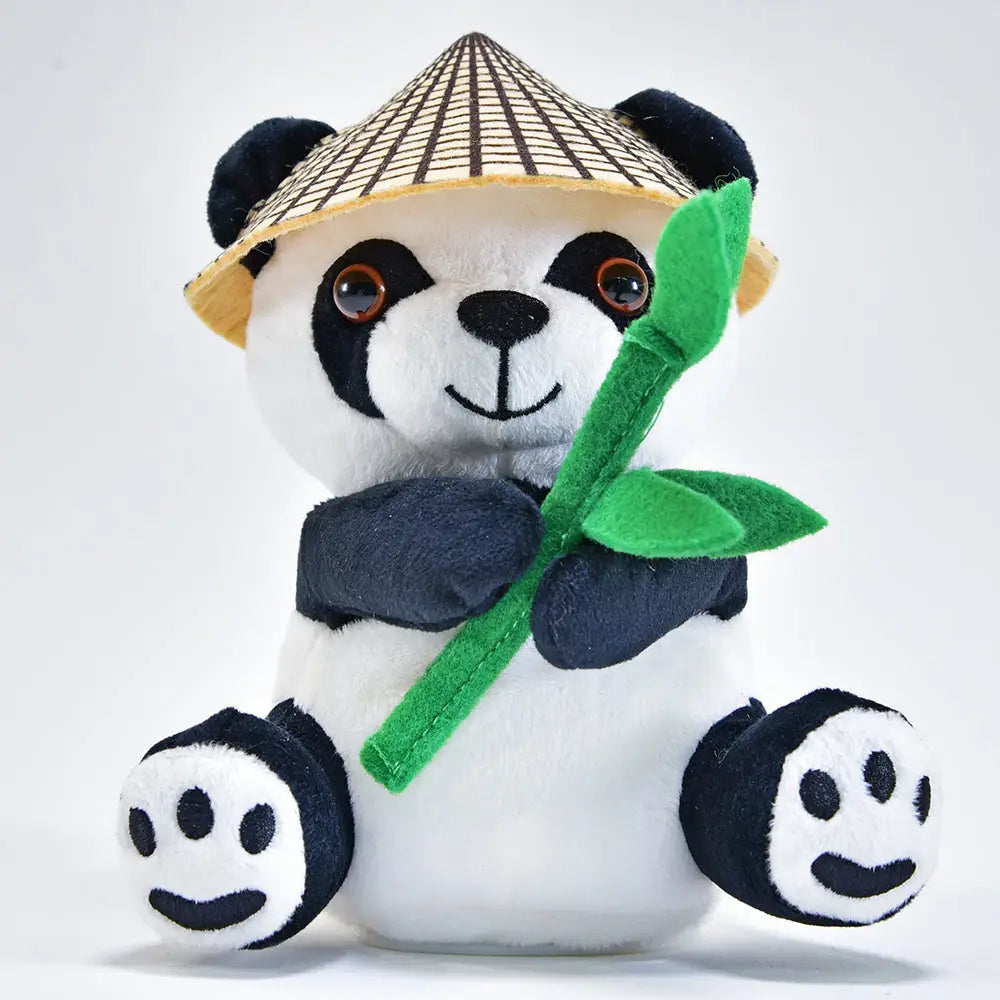 Lustiger Laber-Panda BAO BAO der alles nachplappert • inkl. Hut und Bambus • 14,5x12x18 cm • Labertiere - Labertiere