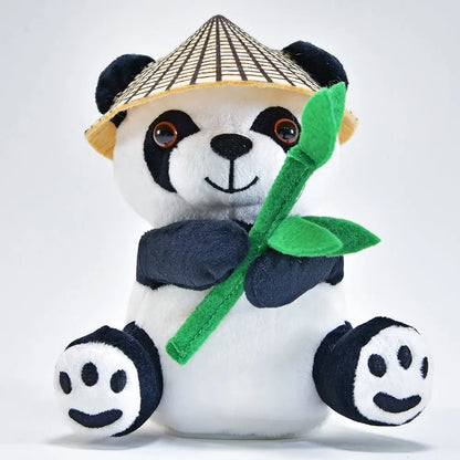 Lustiger Laber-Panda BAO BAO der alles nachplappert • inkl. Hut und Bambus • 14,5x12x18 cm • Labertiere - Labertiere