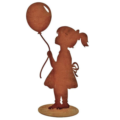 Mädchen mit Luftballon | Figur aus Metall Rost Edelrost | originelle Geschenkidee von HalloGeschenk.de