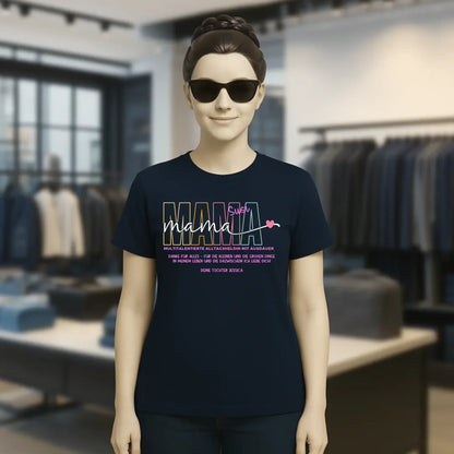 MAMA: Multitalentierte Alltagsheldin mit Ausdauer + Wunschname + Botschaft • Ladies Premium T-Shirt XS-2XL aus Bio-Baumwolle für Damen • Exklusivdesign • personalisiert