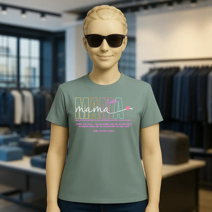 MAMA: Multitalentierte Alltagsheldin mit Ausdauer + Wunschname + Botschaft • Ladies Premium T-Shirt XS-2XL aus Bio-Baumwolle für Damen • Exklusivdesign • personalisiert