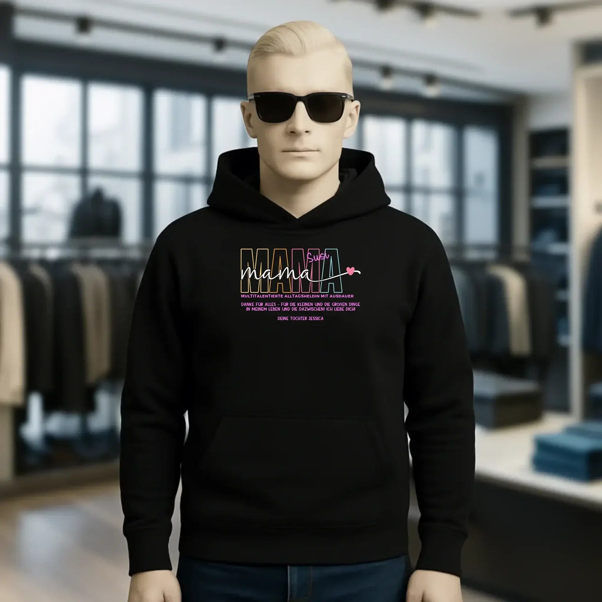 MAMA: Multitalentierte Alltagsheldin mit Ausdauer + Wunschname + Botschaft • Unisex Premium Hoodie XS-5XL aus Bio-Baumwolle für Damen & Herren • Exklusivdesign • personalisiert