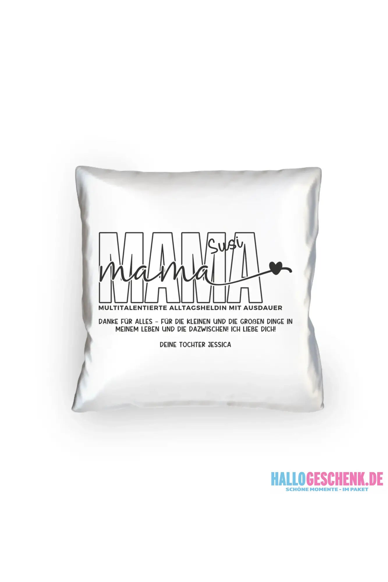 MAMA: Multitalentierte Alltagsheldin mit Ausdauer + Wunschname + Botschaft • Kissen 40x40 cm • personalisiert - Kissen
