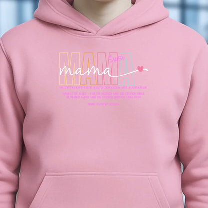 MAMA: Multitalentierte Alltagsheldin mit Ausdauer + Wunschname + Botschaft • Unisex Premium Hoodie XS-5XL aus Bio-Baumwolle für Damen & Herren • Exklusivdesign • personalisiert