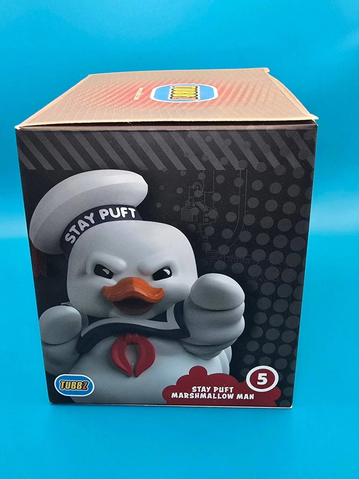 Weißer und orange stay puft marshmallow man pvc figurin in tubbz sammlerente box ghostbusters lizenzprodukt