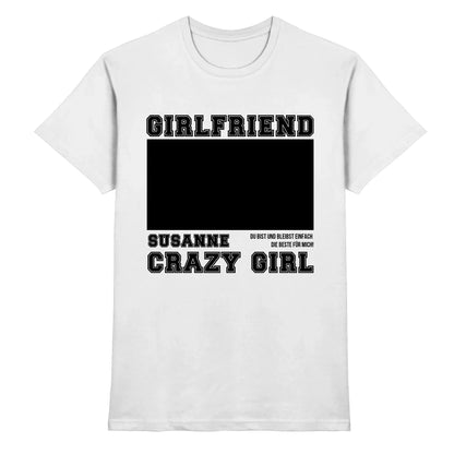 Weißes cotton t-shirt mit schwarzer fetter schrift und zentralem rechteckigem feld aus der statement collection