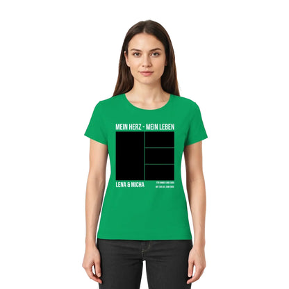 Grünes kurzarmshirt mit weißem text und schwarzem grafikdesign aus der personalisierten statement-collection