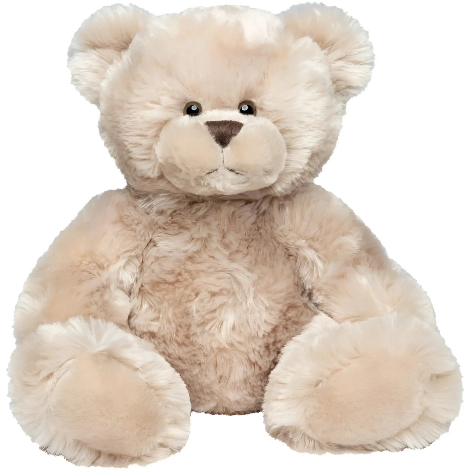 A cream-colored plush teddy bear with soft fluffy fur and gentle expression from minifeet bär kerstin collection