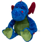 MiniFeet Drache Magnus plüschtier mit weichem stoff, blauem körper, roten flügeln und grünen füßen, ab 10 monate