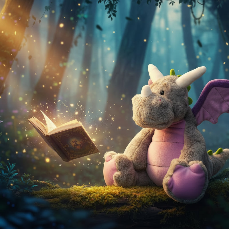 Kleiner mini feet drache smilla kuschelheldin stofftier mit grauem stoff, lila flügeln, hörnern und füßen aus plüsch