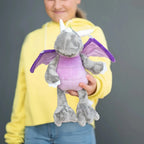 MiniFeet® Drache Smilla Kuschelheldin stofftier grau mit lila flügeln und pinkem bauch ab 10 monate