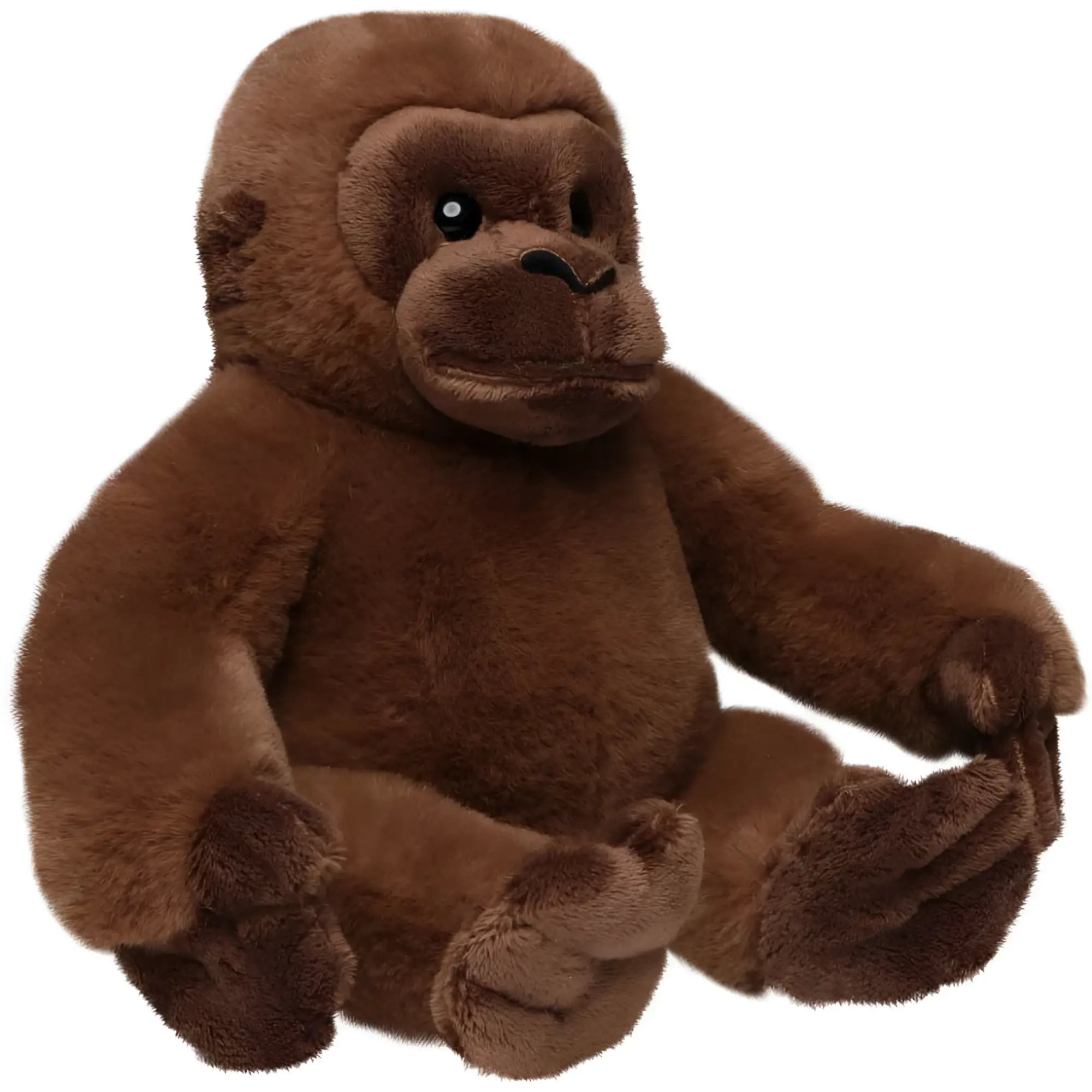 MiniFeet® gorilla george plüschtier mit braunem weichem fell und besticktem gesicht aus stoff