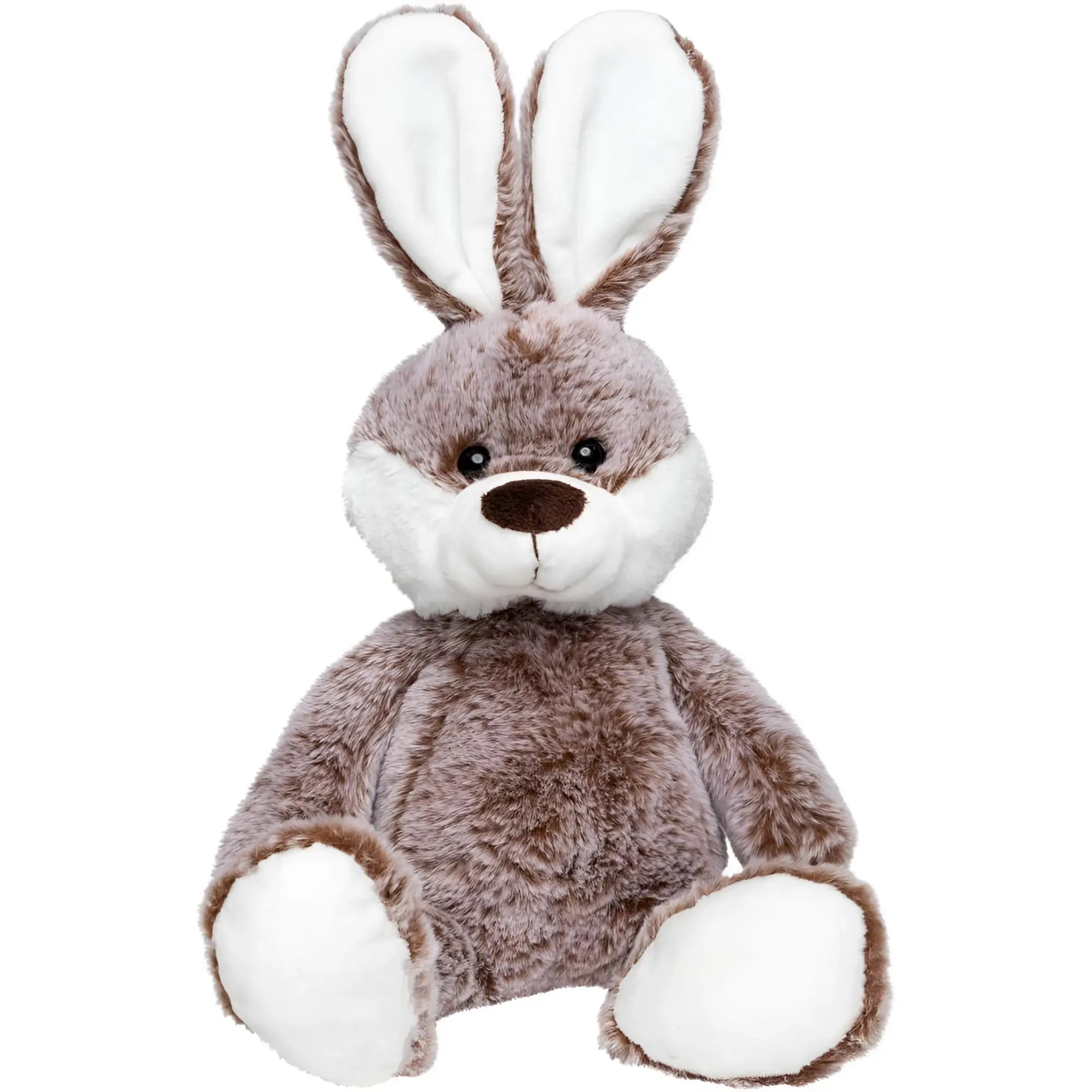 MiniFeet® Hase Clemens plüschtier mit braunem samtigem stoff und weißen ohren sitzt aufrecht