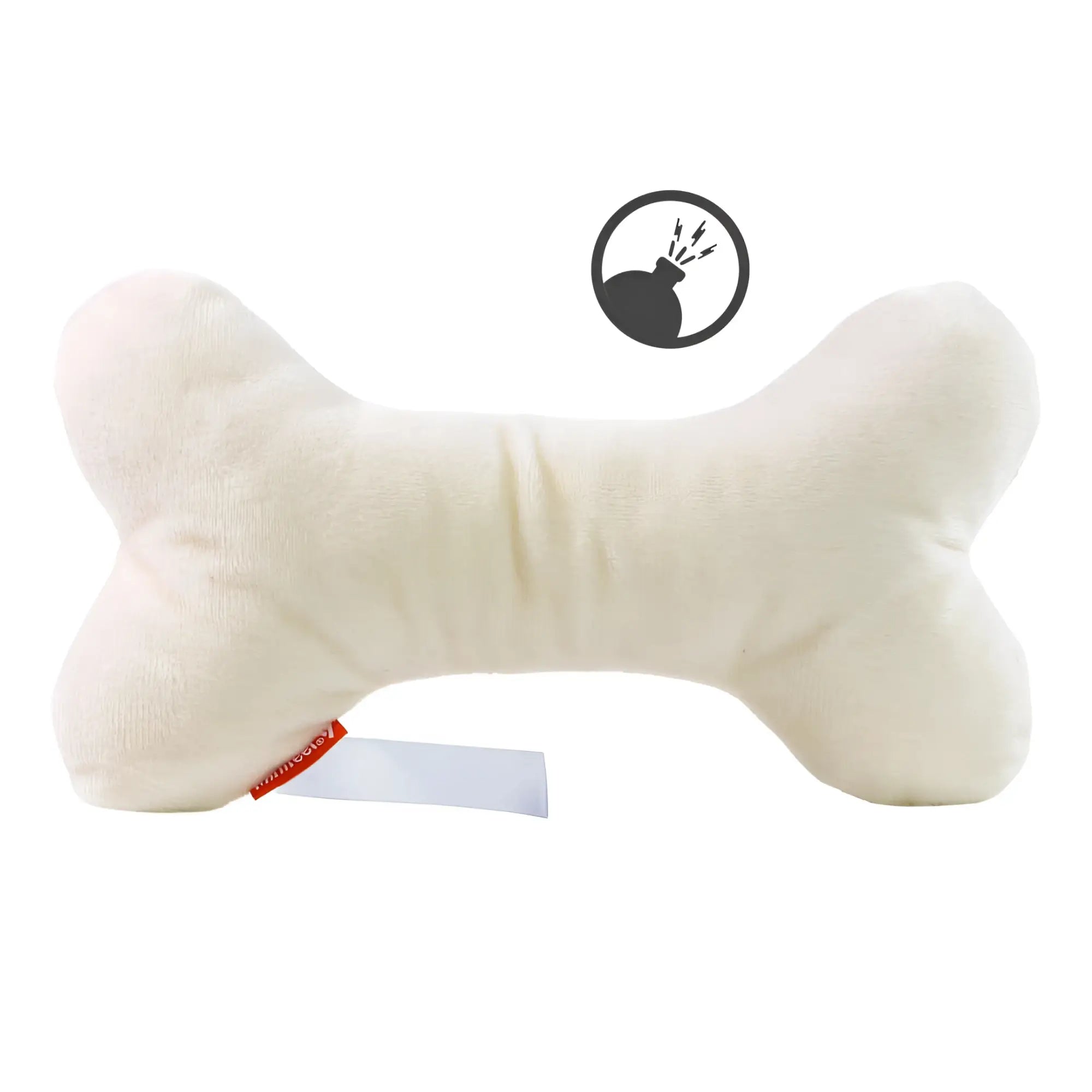MiniFeet hundespielzeug plüschtier knochen in cremefarbe aus weichem stoff mit quietschfunktion