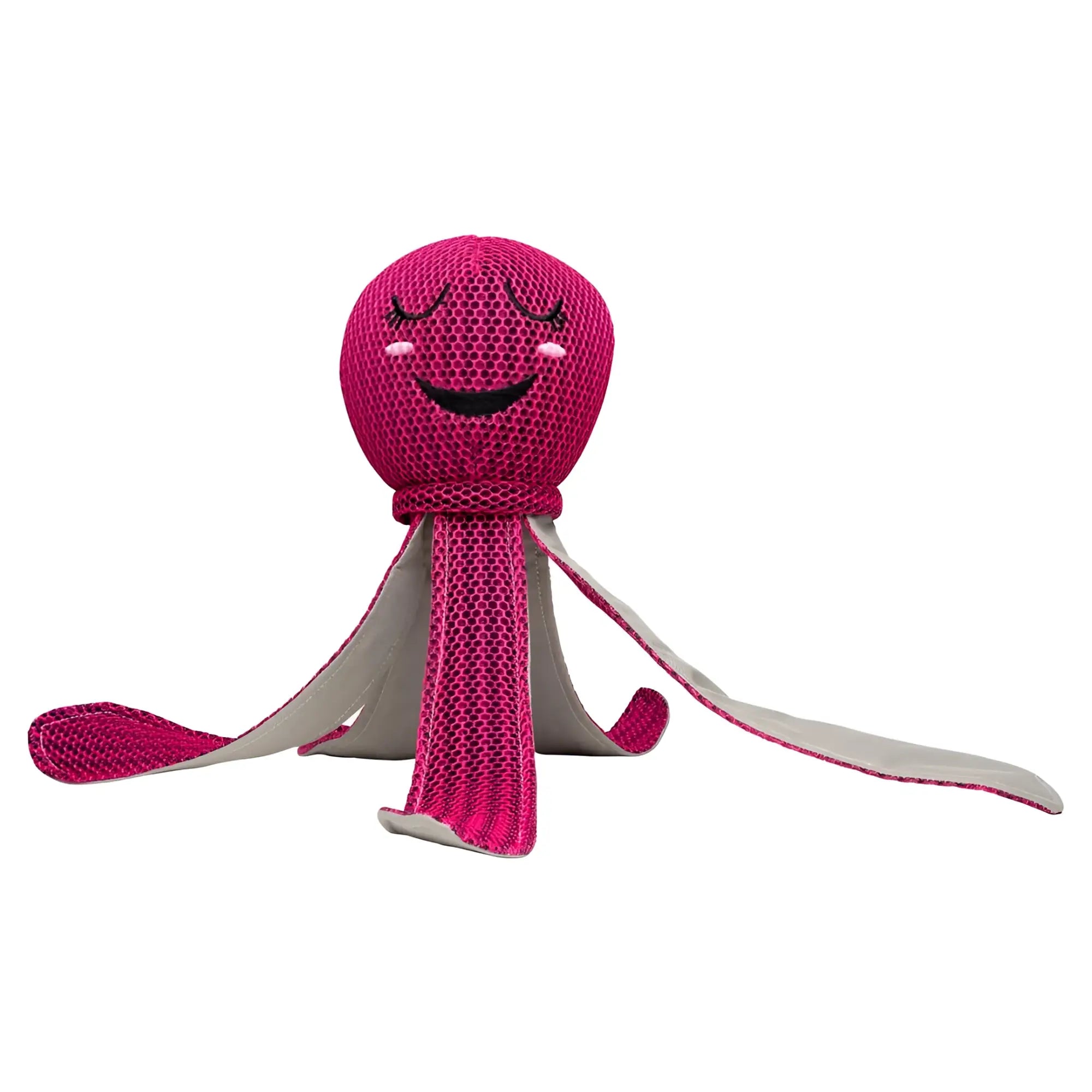 Plüschiges pinkes mini feet krake bubbles hundespielzeug mit mesh-textur und fröhlichem gesicht