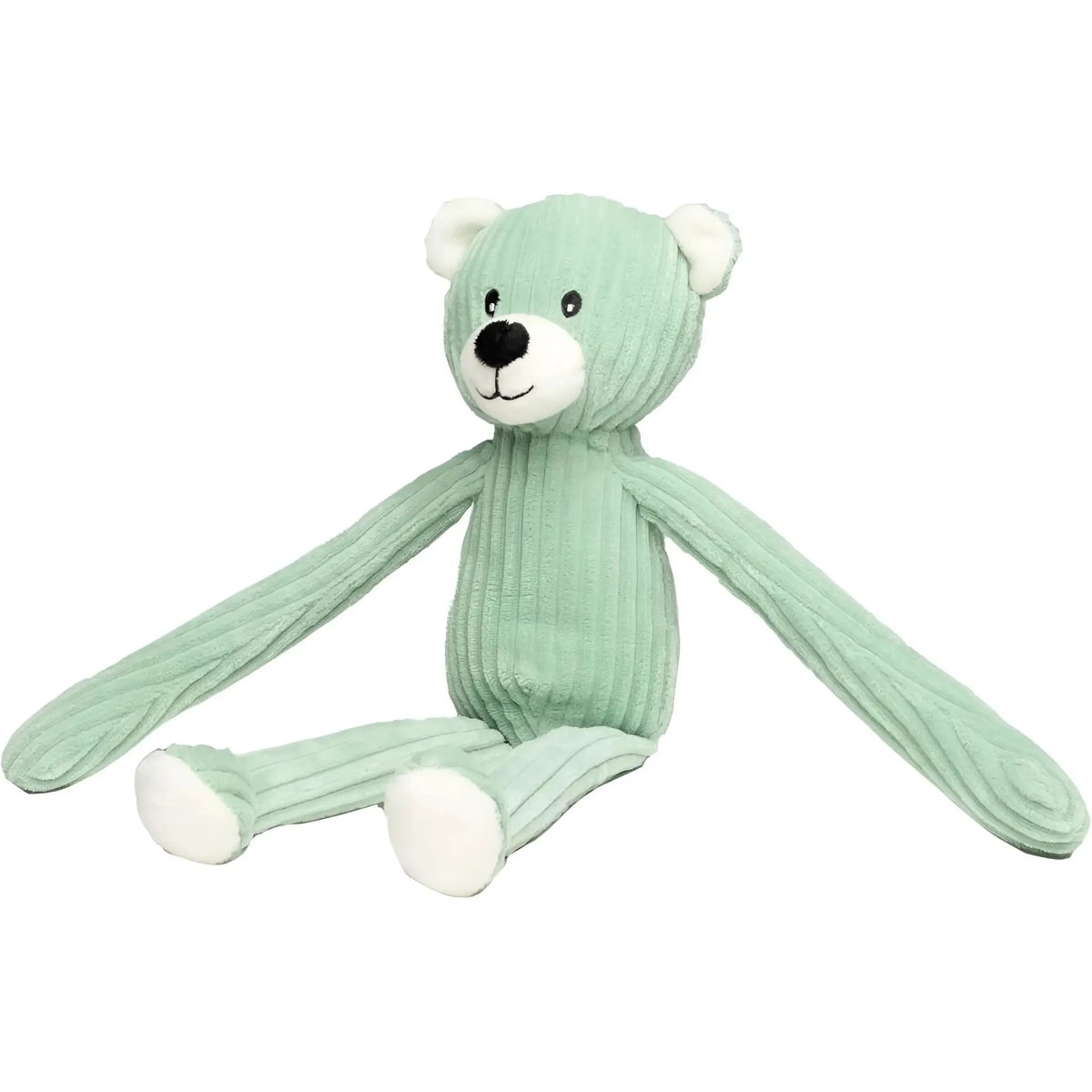 MiniFeet lanky legends bär Mischa weicher mintgrüner kord teddy mit weißen ohren nase und pfoten aus stoff