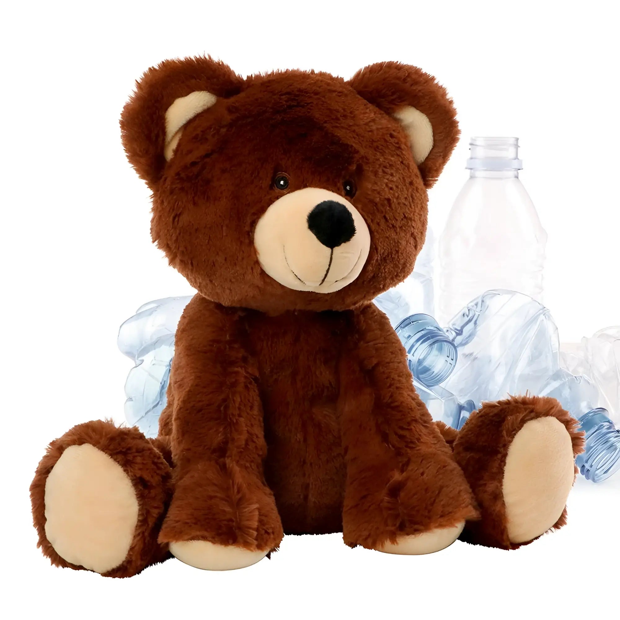 Brauner mini feet recycelbär plüschteddy mit cremefarbenen pfoten ohren und nase aus stoff