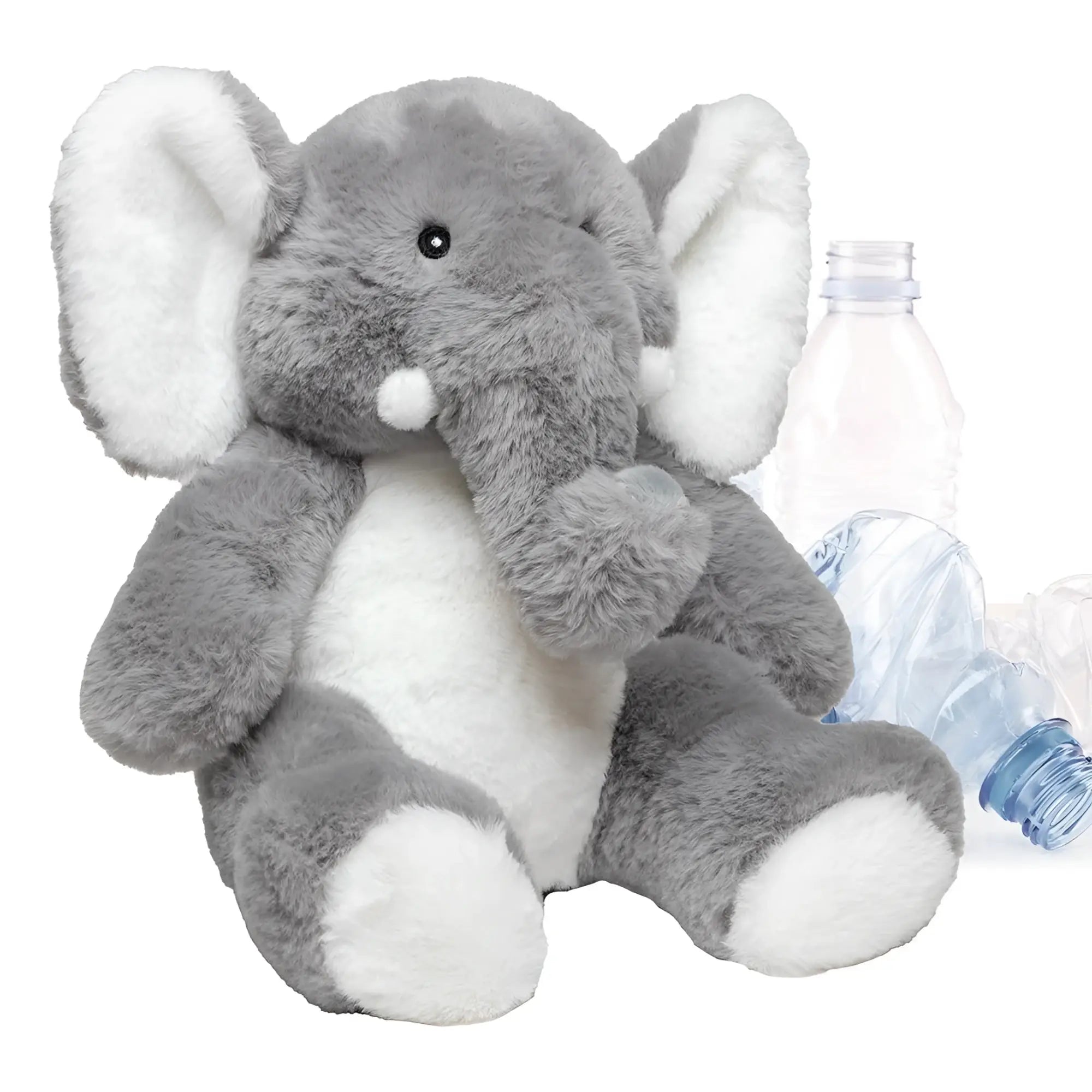 MiniFeet® RecycelElefant plüschtier grau weiß mit weichem, kuscheligem stoff perfekt als stofftier