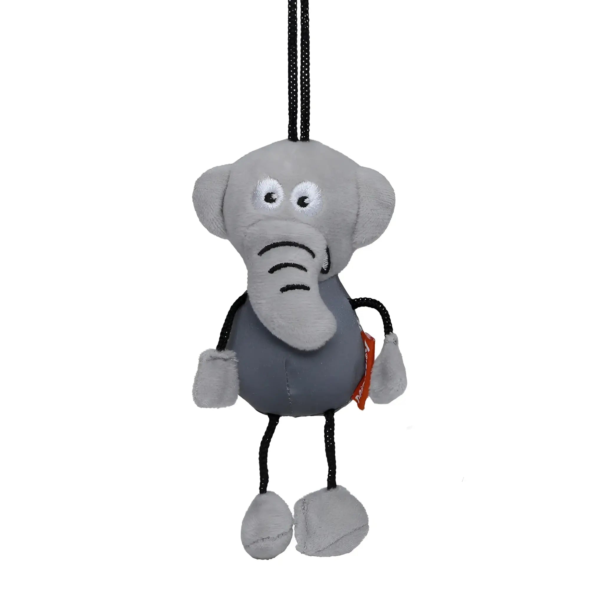 Grauer miniFeet reflex-elefant plüschtier stofftier mit besticktem gesicht und schwarzer aufhängeschlaufe