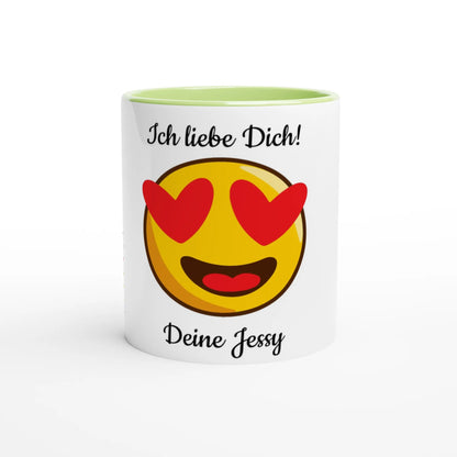 Mit 3D-Vorschau: Love Emoticon Herz • personalisierbar • zweifarbige Tasse • spülmaschinengeeignet