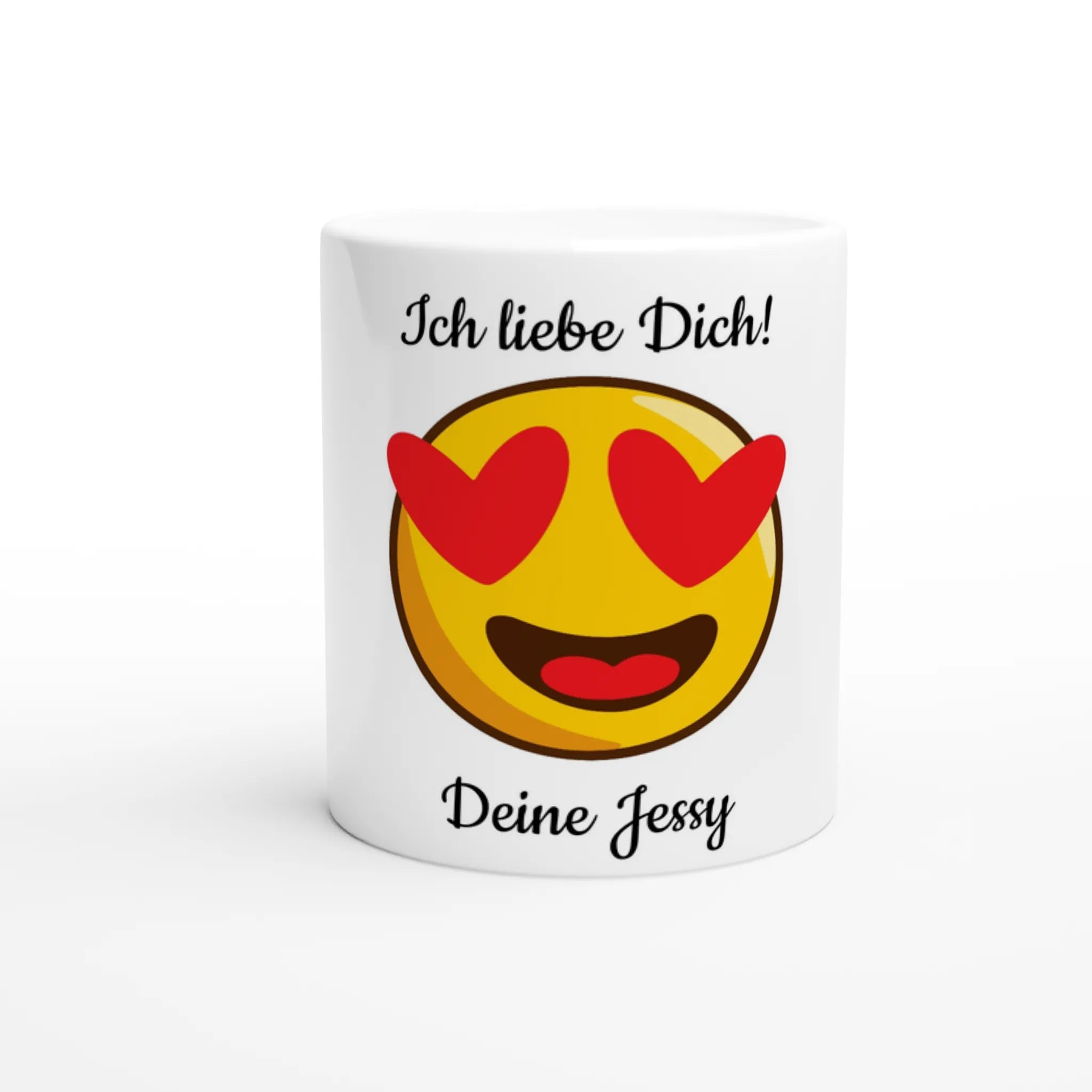 Mit 3D-Vorschau: Love Emoticon Herz • personalisierbar • zweifarbige Tasse • spülmaschinengeeignet