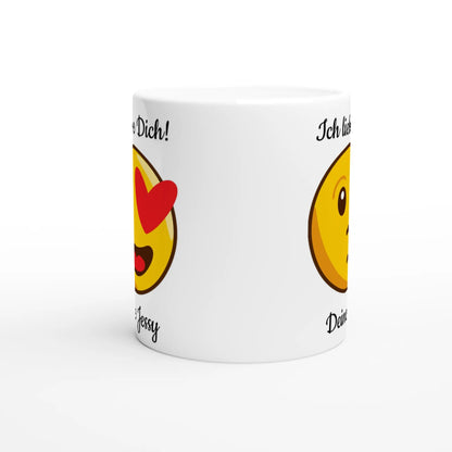 Mit 3D-Vorschau: Love Emoticon Herz • personalisierbar • zweifarbige Tasse • spülmaschinengeeignet