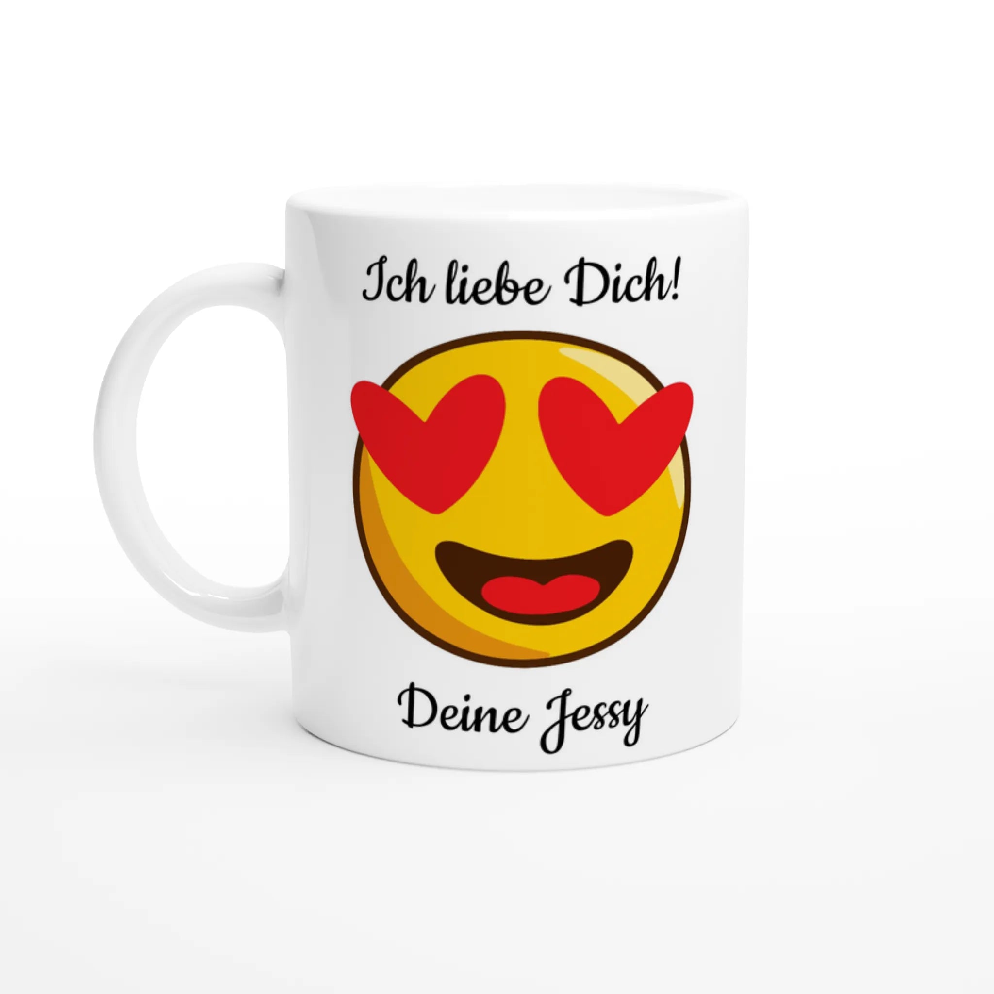 Mit 3D-Vorschau: Love Emoticon Herz • personalisierbar • zweifarbige Tasse • spülmaschinengeeignet