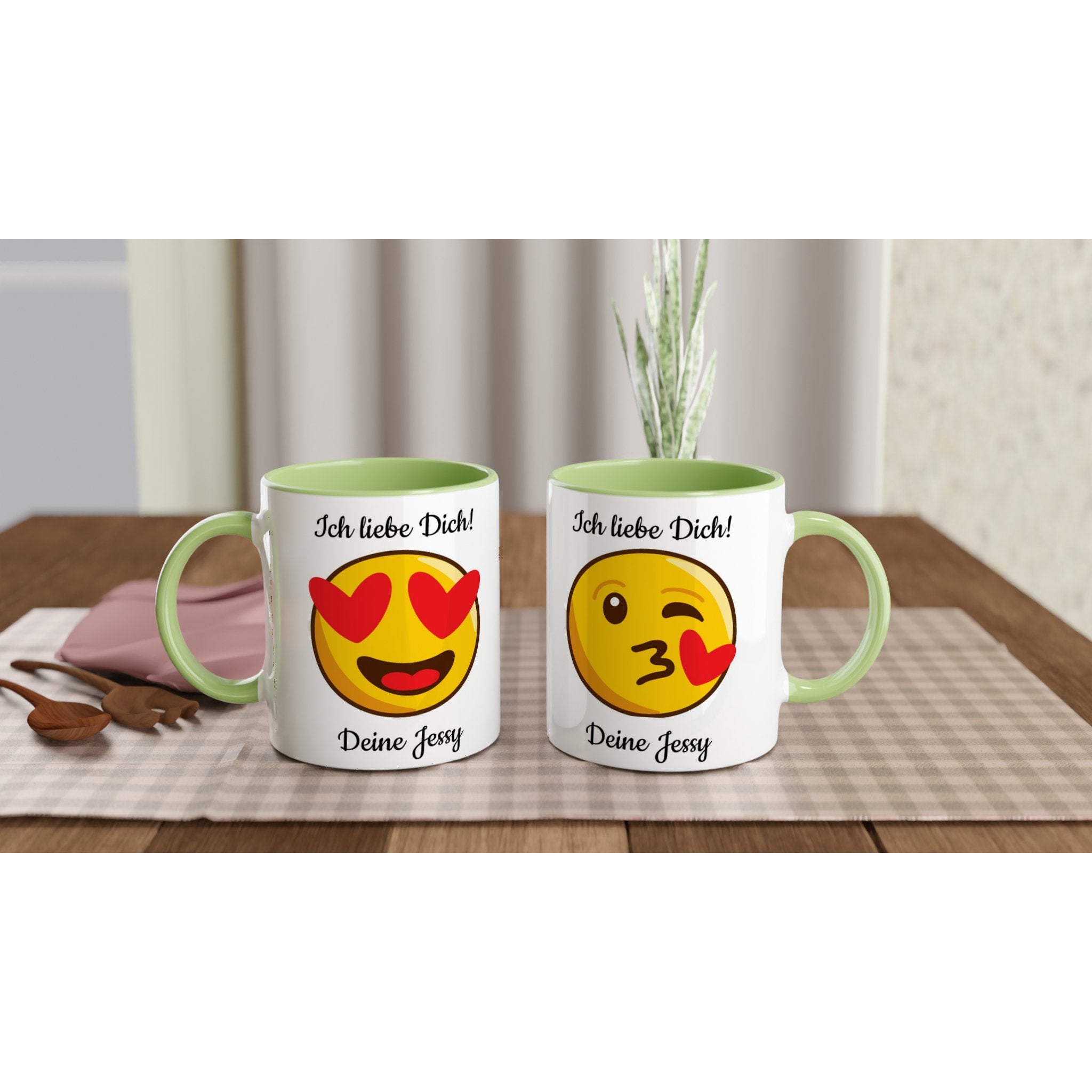 Mit 3D - Vorschau: Love Emoticon Herz • personalisierbar • zweifarbige Tasse • spülmaschinengeeignet von HalloGeschenk.de