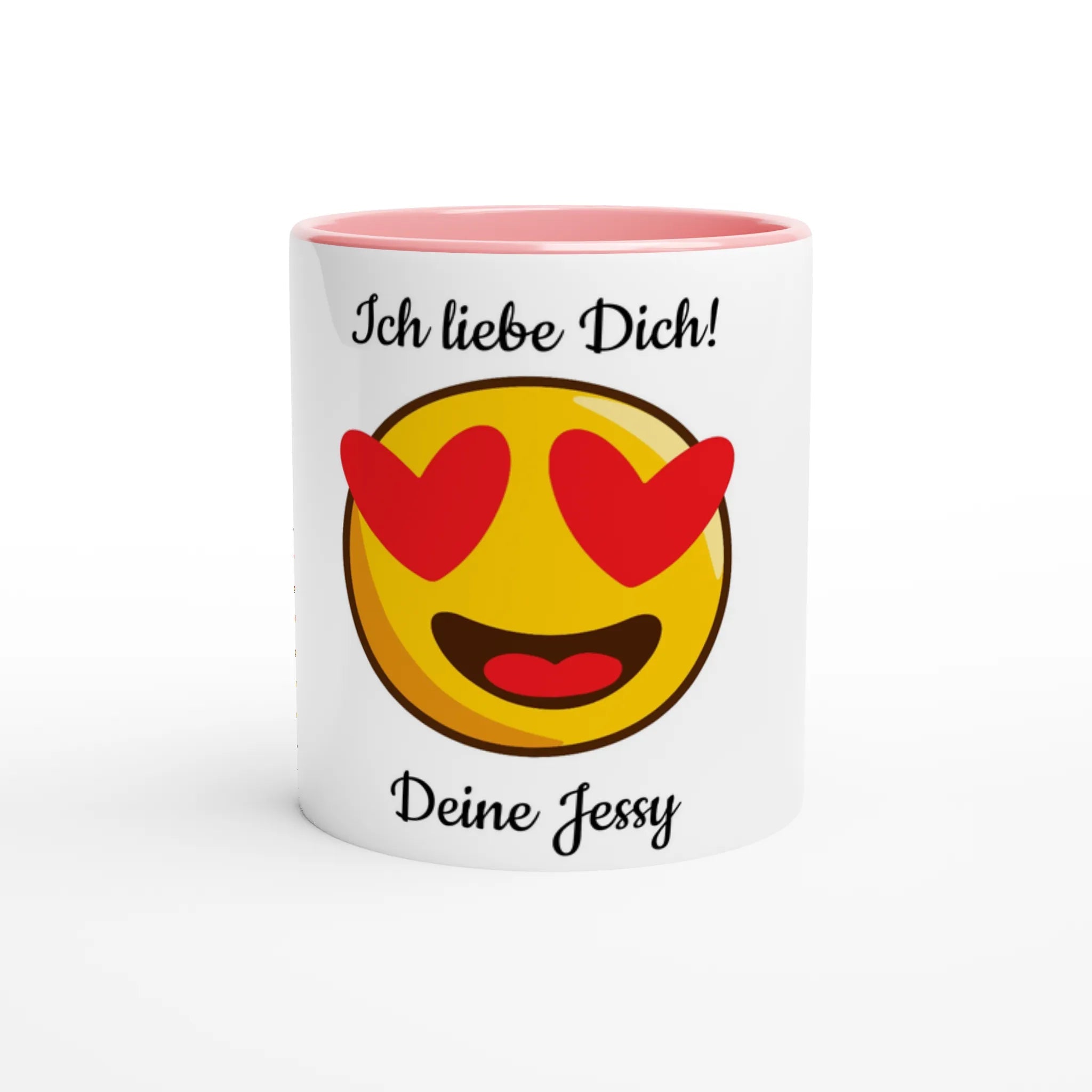 Mit 3D-Vorschau: Love Emoticon Herz • personalisierbar • zweifarbige Tasse • spülmaschinengeeignet