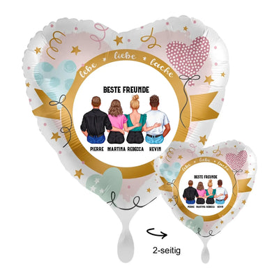 Herzförmiger 43cm luftballon aus folienmaterial mit personalisierbarer illustration beste freunde und goldenen akzenten