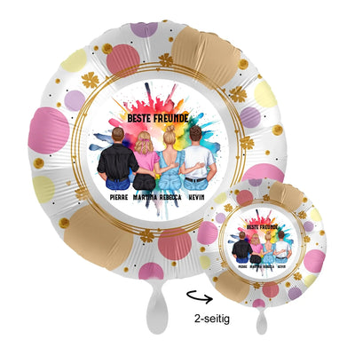 Bunter personalisierbarer 43cm foil ballon mix paar designer mit vier freundillustrationen und texte beste freunde plus namen