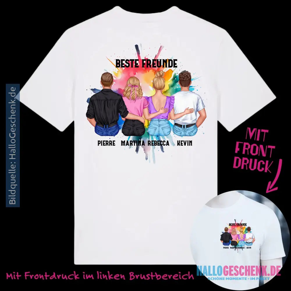 MIX Paare / Freunde • (beidseitiger Druck) • diverse Kombinationen mit Wunschtext • Unisex T-Shirt für Damen & Herren