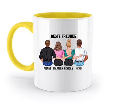 MIX: Paare & Freunde Designer (2-4 personalisierbare Figuren) - Zweifarbige Tasse / Yellow / 330ml - personalisierbare