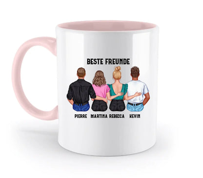 MIX: Paare & Freunde Designer (2-4 personalisierbare Figuren) - Zweifarbige Tasse / Powder-Pink / 330ml