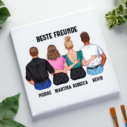 MIX: Paare & Freunde Designer (2-4 personalisierbare Figuren) - Leinwand auf Holzkeilrahmen / Standard / 20cm-x-20xm