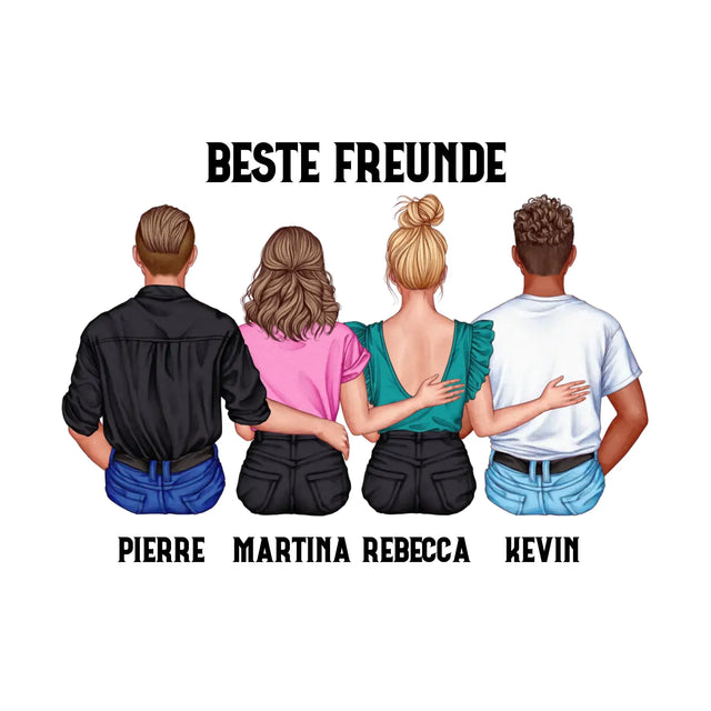MIX: Paare & Freunde Designer (2-4 personalisierbare Figuren) - Sticker 20x20 cm (ausgestanzt) / White / OneSize