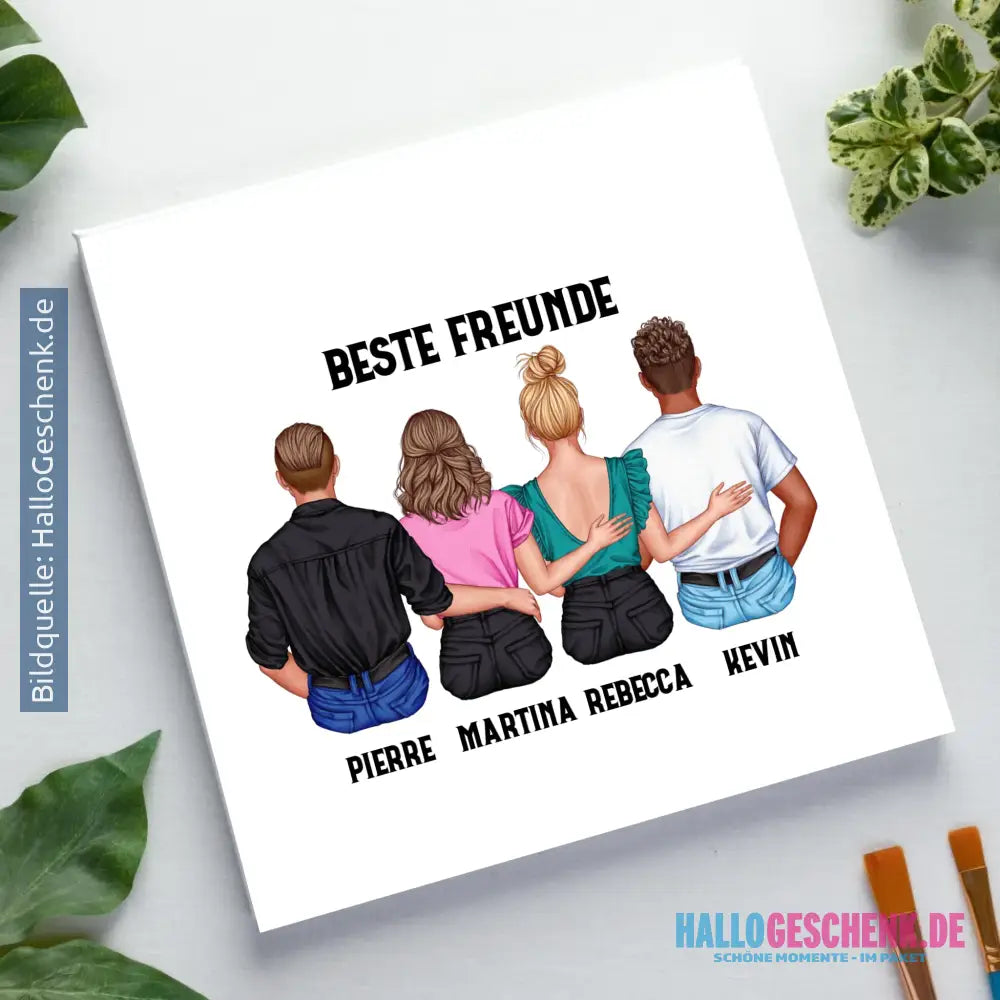 MIX Paare / Freunde • diverse Kombinationen mit Wunschtext • personalisierbar • Leinwand 50x50 cm - Leinwand