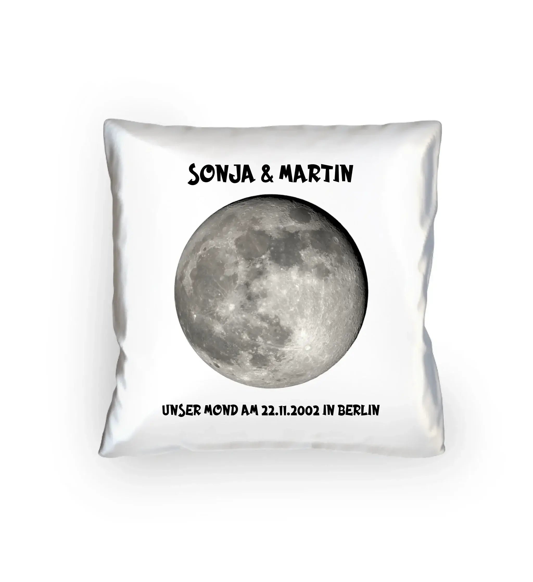 MOMONDPHASE (Blau/Silber/Gold) mit Wunschtext • Kissen 40x40 cm • personalisiert - Kissen 40x40 cm / White