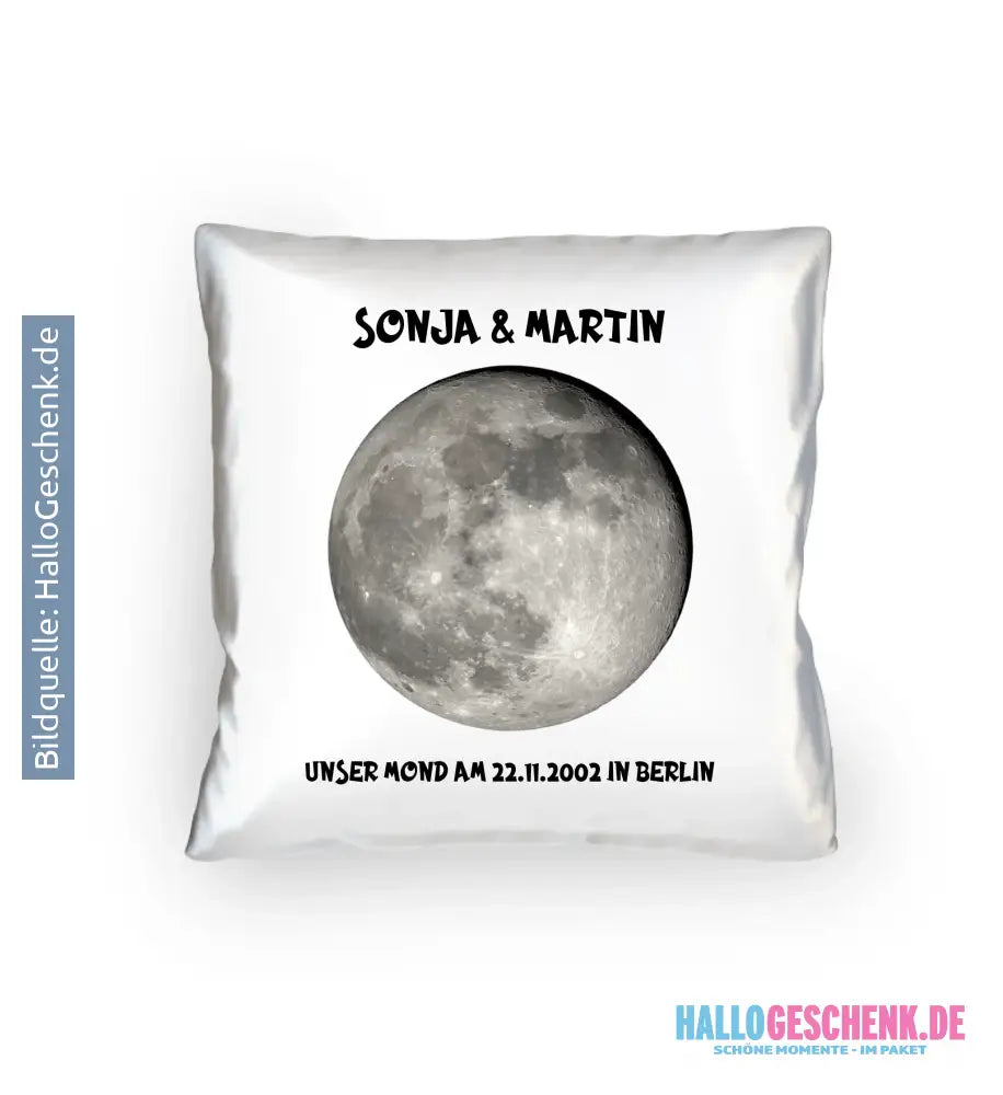 MOMONDPHASE (Blau/Silber/Gold) mit Wunschtext • Kissen 40x40 cm • personalisiert - Kissen 40x40 cm / White