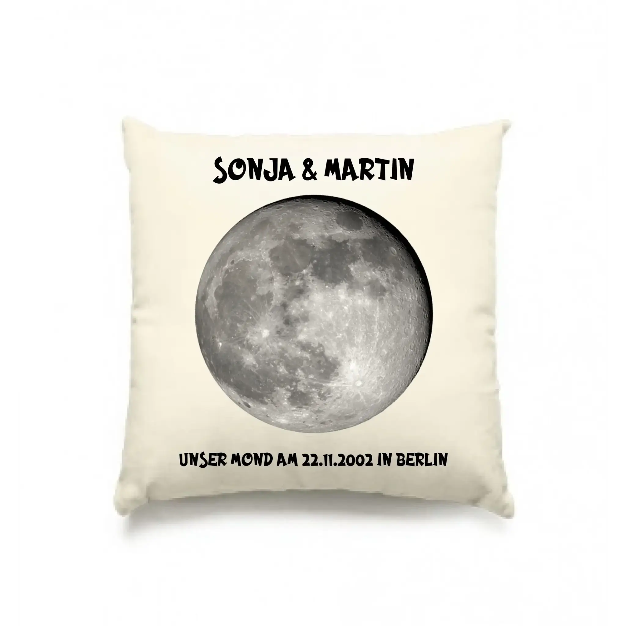 MOMONDPHASE Blau/Silber/Gold mit Wunschtext • Kissen 40x40 cm • personalisiert